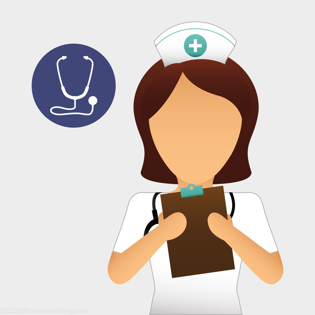 医疗服务设计。护士的图标。白色背景,隔离病